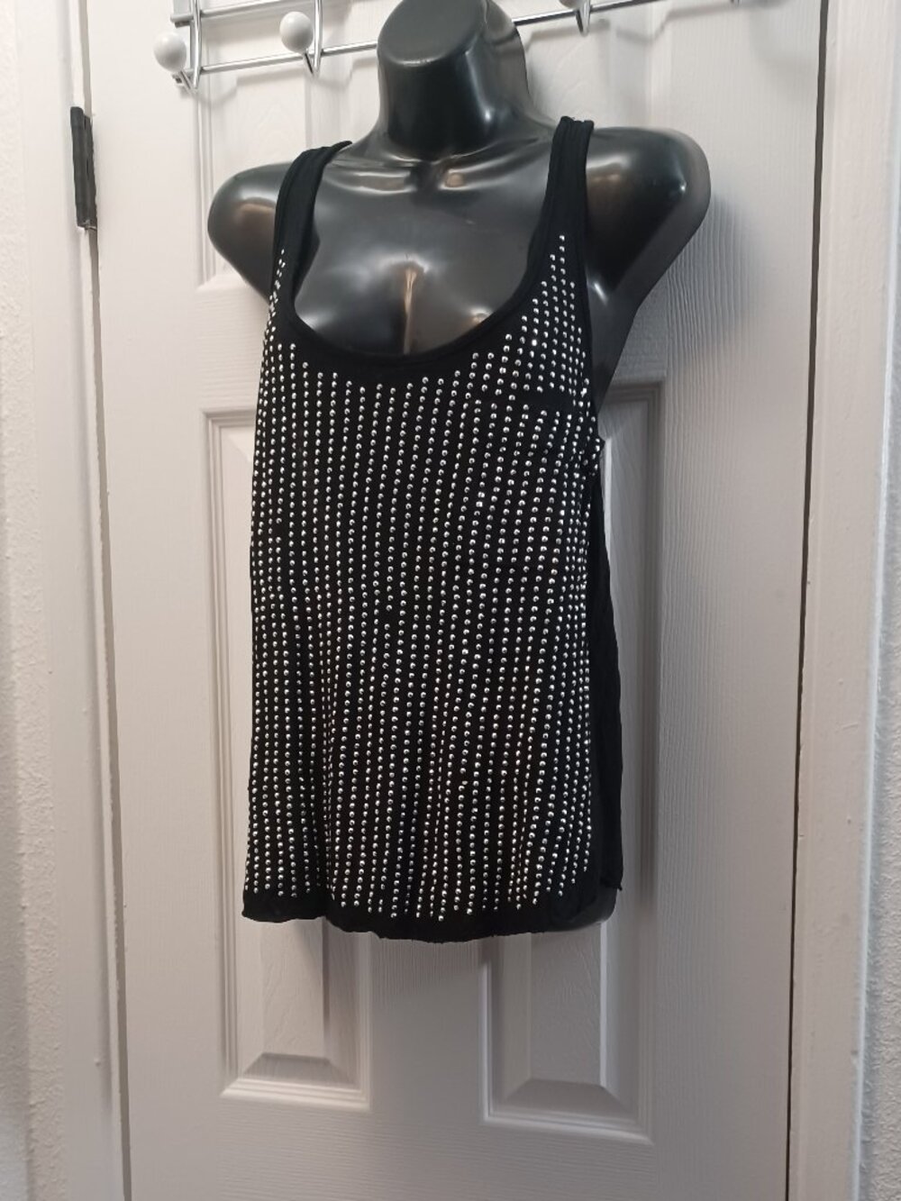 Black studded tank top with silver studs in vertical rows (M/L)   #punk #grunge